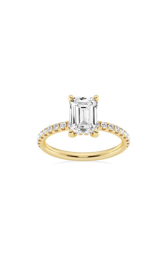 Badgley Mischka 14k Gold Emerald Cut Lab Created Diamond Ring In Yellow