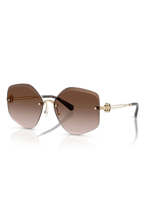 Tory Burch 58mm Gradient Irregular Sunglasses In Gold Pink