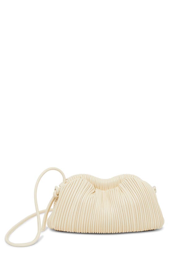 Mansur Gavriel Cloud Mini Pleated Lambskin Clutch Bag In Crema/warm Gold