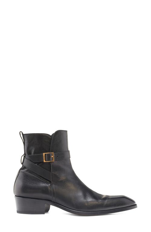 Tom Ford Kenneth Grained Leather Buckle Boots In Black