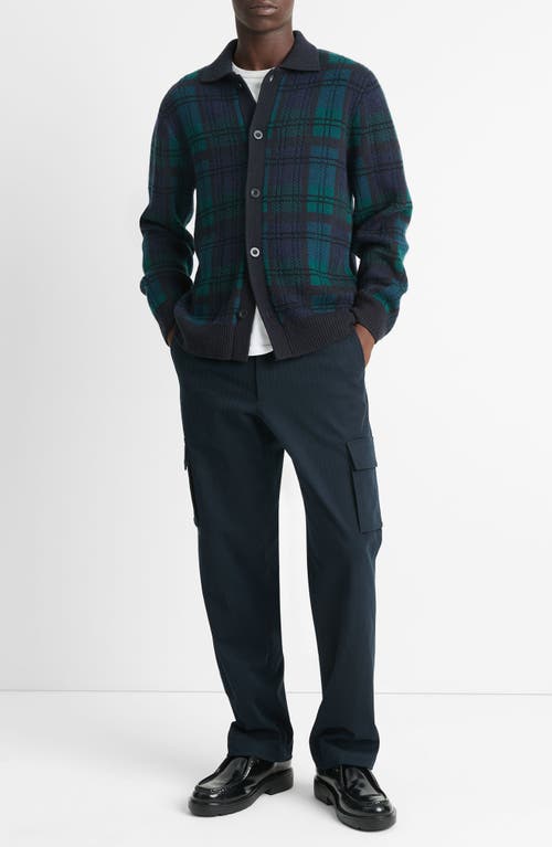 Shop Vince Plaid Wool & Cashmere Button-up Cardigan In Coastal Combo