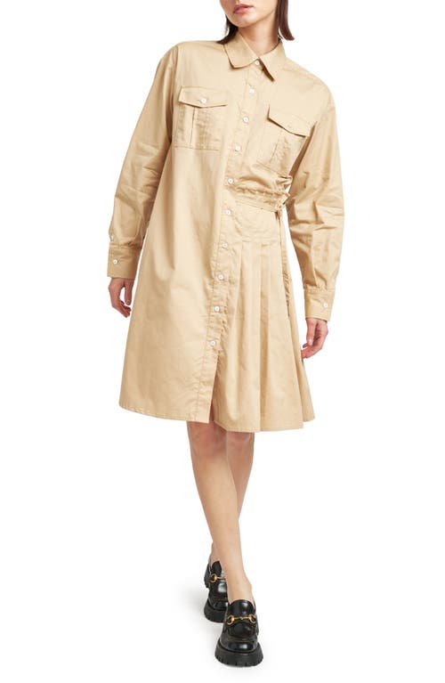 En Saison Clara Long Sleeve Shirtdress Khaki at Nordstrom,