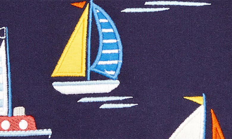 Shop Jojo Maman Bébé Jojo Maman Bebe Sailboat Appliqué T-shirt & Overalls Set In Navy