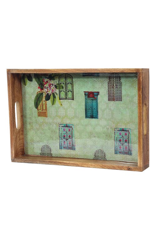 Tiramisu Blush Garden Resin And Wood Decorative Trays In Green Doors