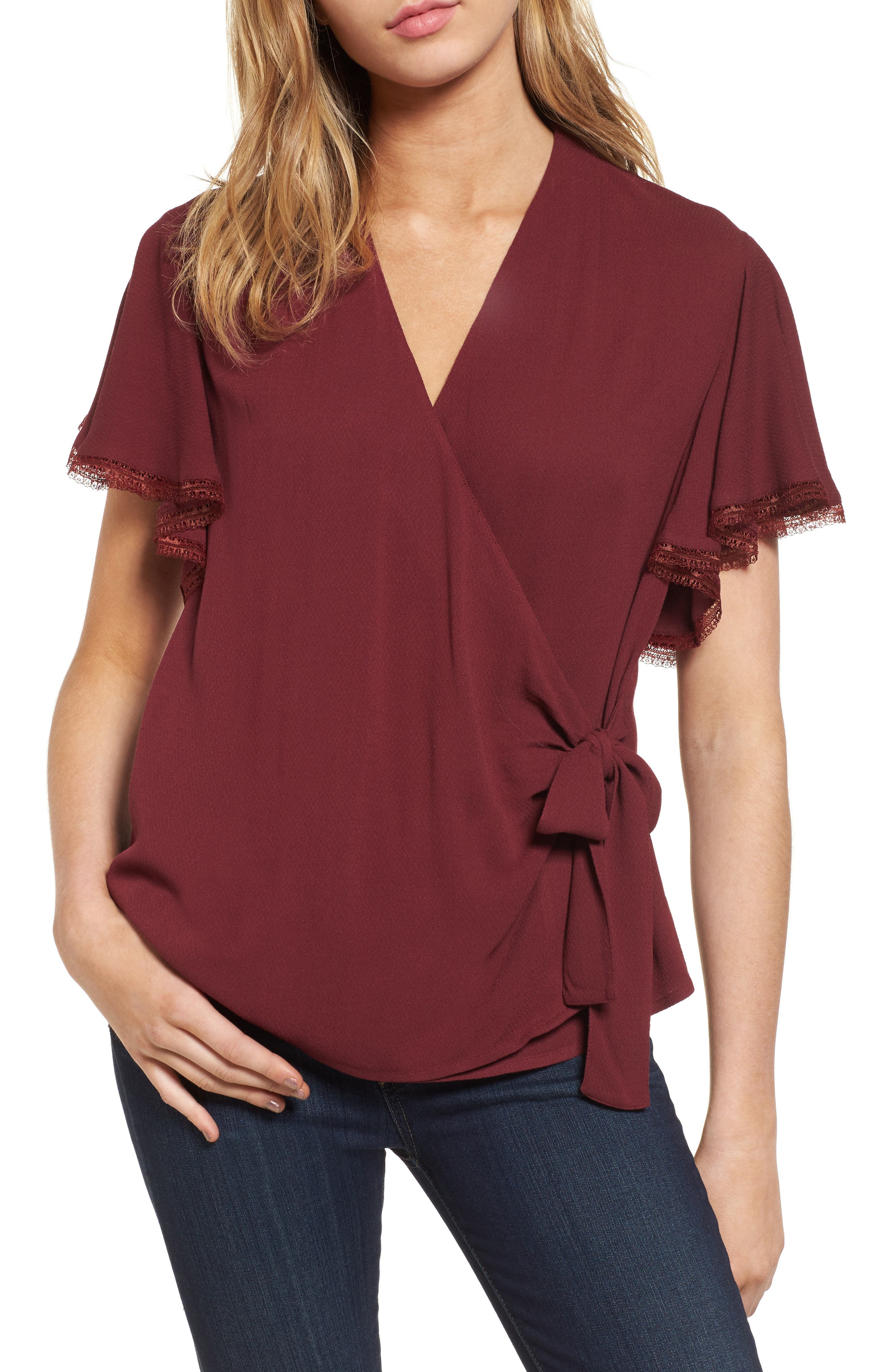 ruffle wrap blouse