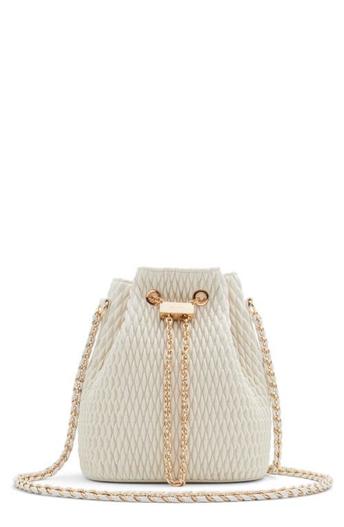 Natalya Quilted Faux Leather Bucket Bag in Bone