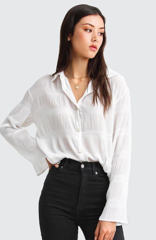 Shop Belle & Bloom Yoko Shirred Chiffon Blouse In Cream