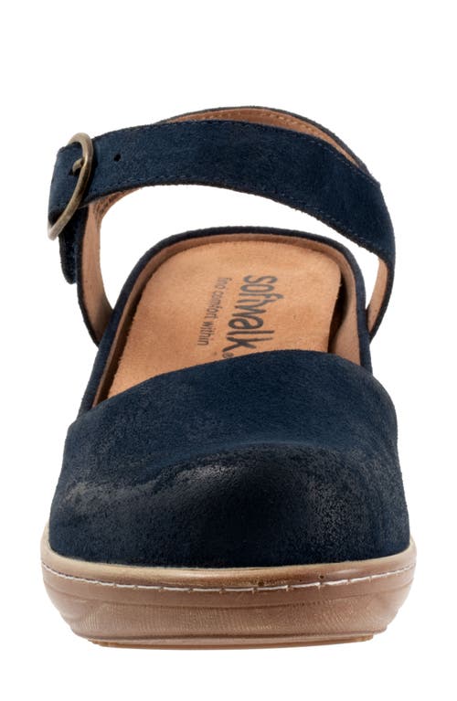 Softwalk ® Mabelle Ankle Strap Platform Clog In Navy Suede