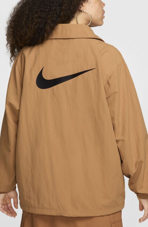 Shop Nike Sportswear Essential Water Repellent Oversize Jacket In Flax/black