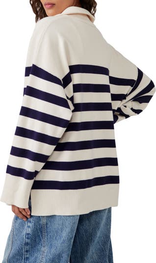 Free People Coastal Stripe Pullover Sweater - Last One Size M