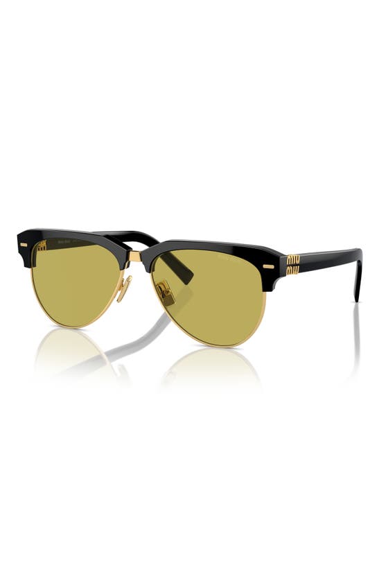 Shop Miu Miu 57mm Pilot Sunglasses In Black