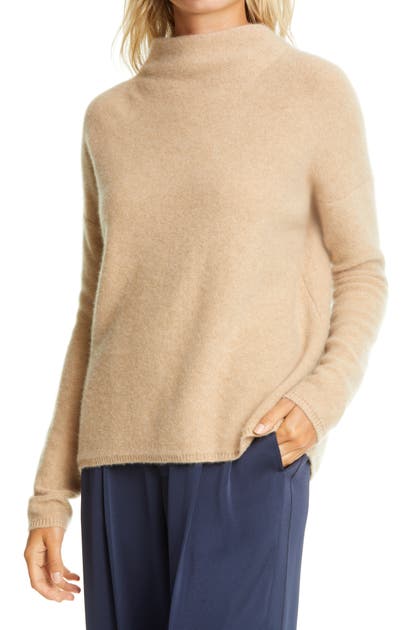 Vince Funnel Neck Boiled Cashmere Sweater In Blueberry