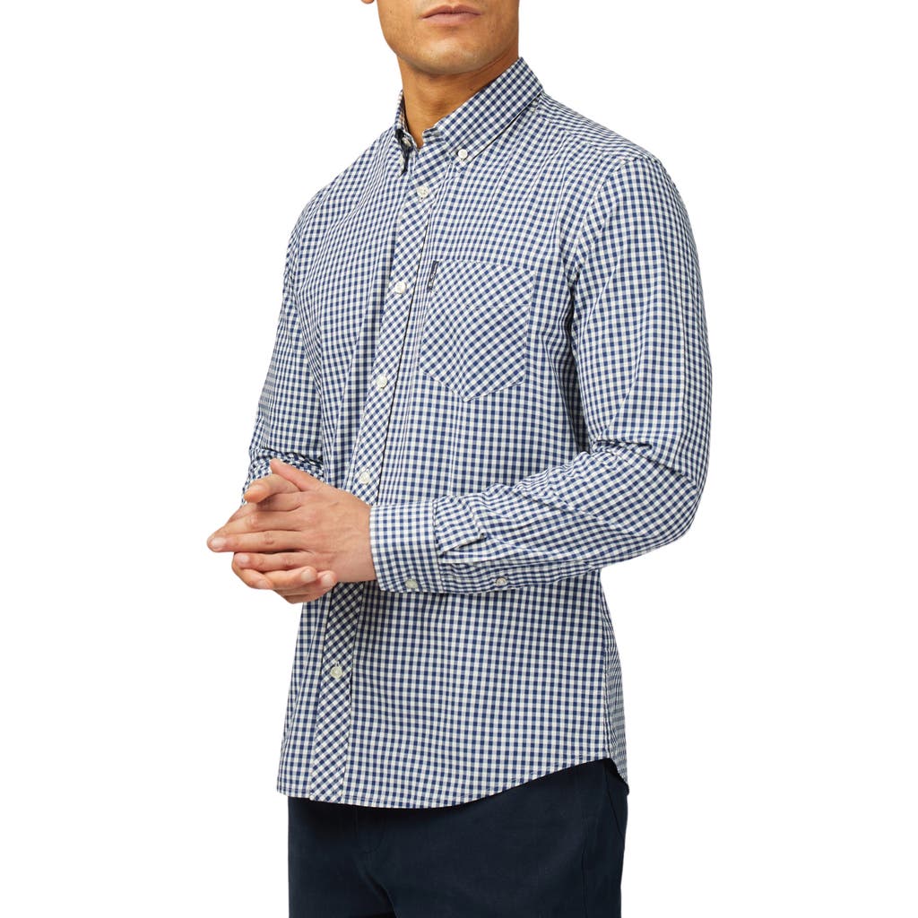 Ben Sherman Signature Gingham Organic Cotton Button-Down Shirt in Royal Blue