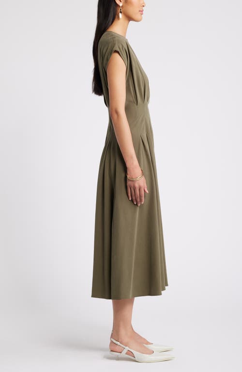 Nordstrom Pleated A-line Dress In Olive Night