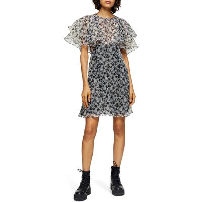 Topshop Organza Floral Print Minidress, US (fits like 0) - White
