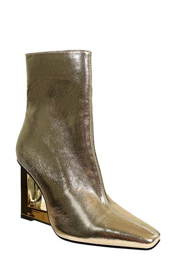Ninety Union Women's Fire Sculpture Wedge Snake-embossed Ankle Boots In Gold