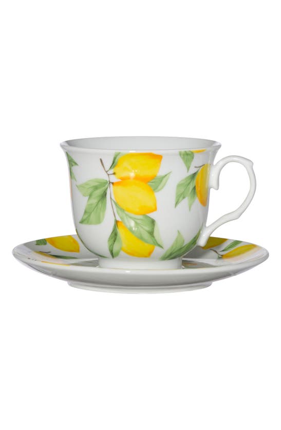 Home Essentials And Beyond Lemons Chintz Teacup & Saucer Set In Multi