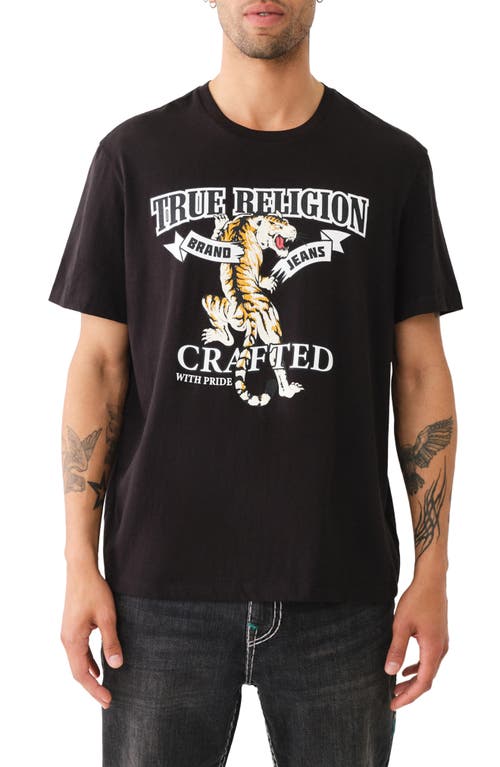 Tiger Logo Cotton Graphic T-Shirt in Jet Black