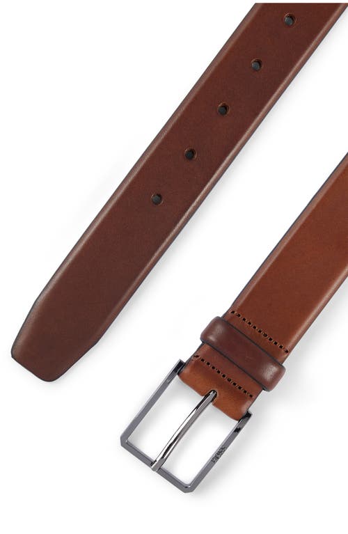 Shop Hugo Boss Boss Cary Leather Belt In Medium Brown