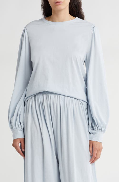 Lunya Long Sleeve Organic Pima Cotton T-Shirt in Tranquil Blue 