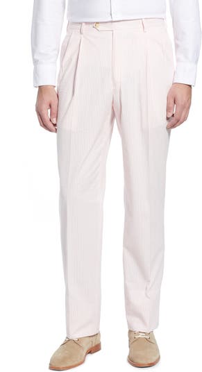 Berle Pleated Seersucker Cotton Dress Pants | Nordstrom