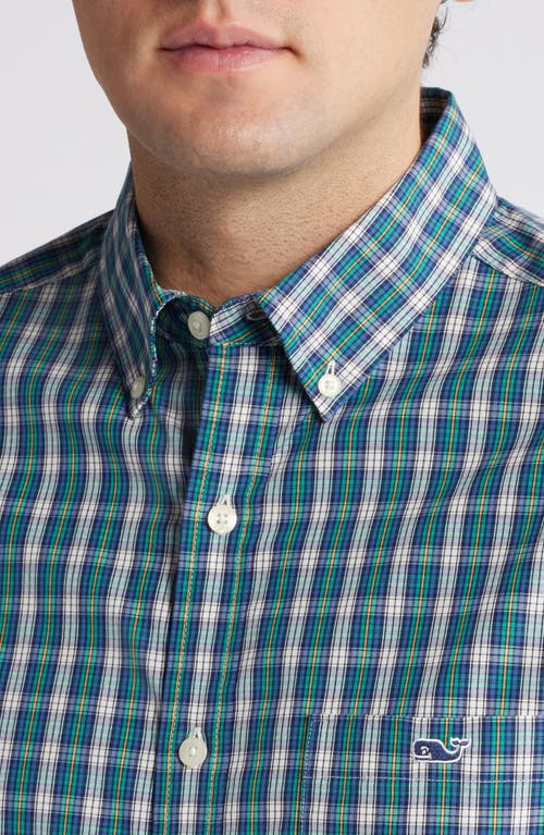 Shop Vineyard Vines Classic Fit Plaid Cotton Button-down Shirt In Sea Swell Pld