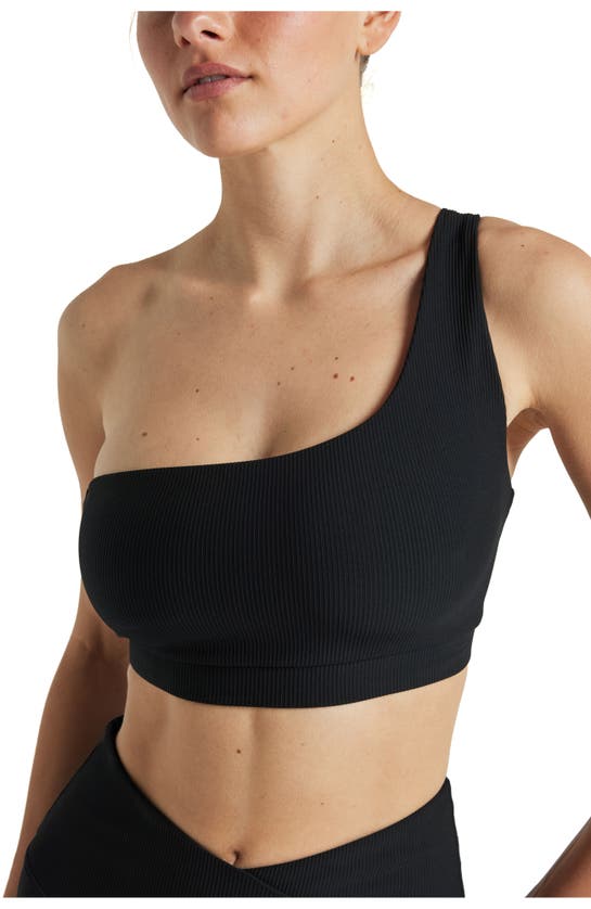 Shop Electric Yoga Off Shoulder Rib Bra In Black