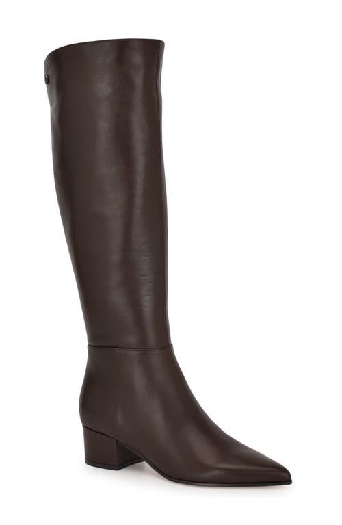 Nine West Morgin Pointed Toe Knee High Boot In Dark Brown