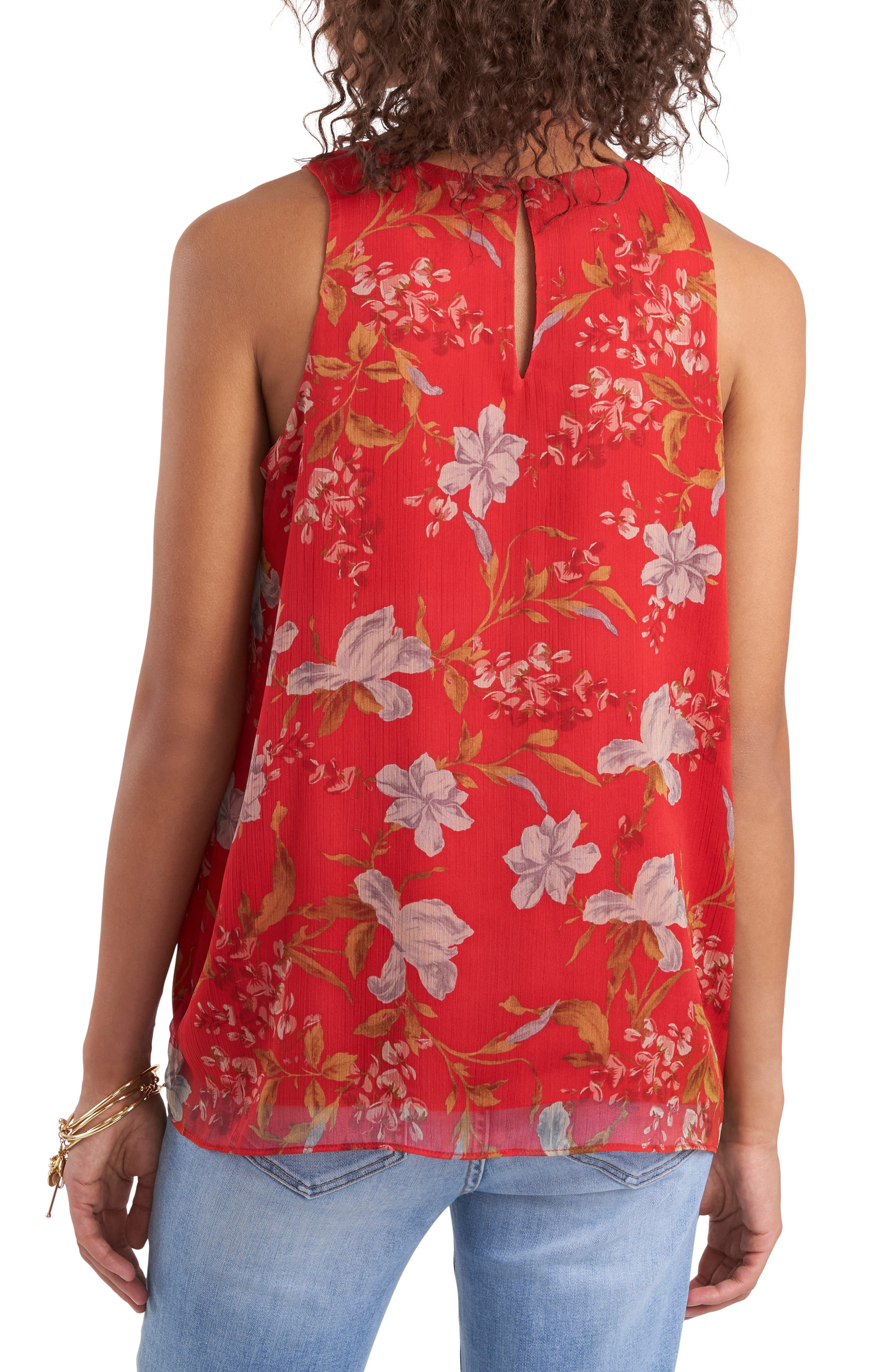 vince camuto printed sleeveless blouse