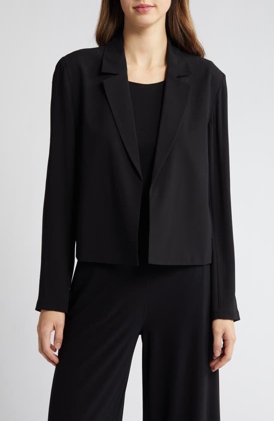 Shop Eileen Fisher Open Front Silk Blazer In Black