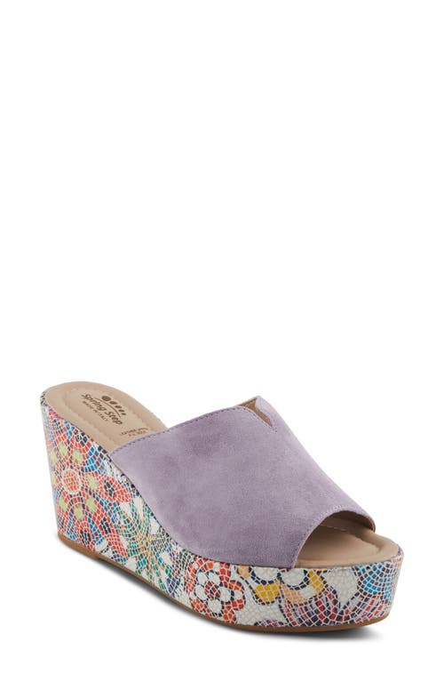 Spring Step Laylani Wedge Slide Sandal In Lavender Suede