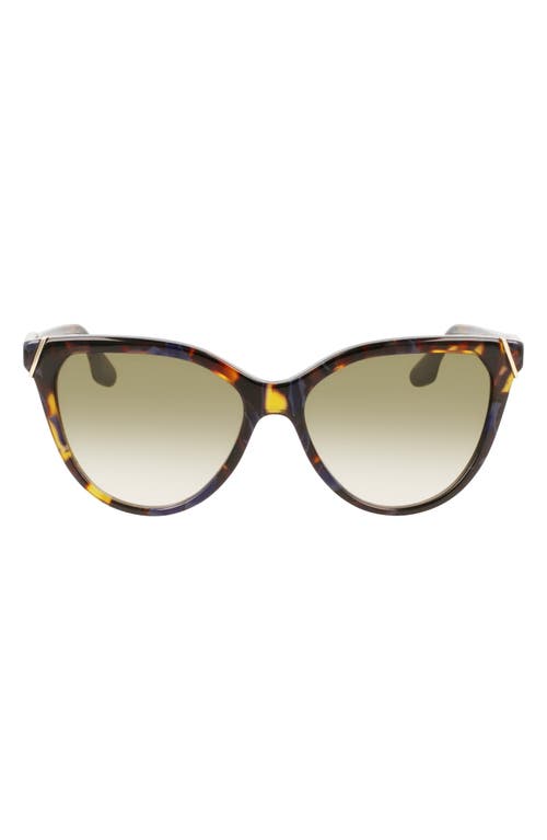 Victoria Beckham Guilloché 57mm Gradient Cat Eye Sunglasses in Havana Blue at Nordstrom