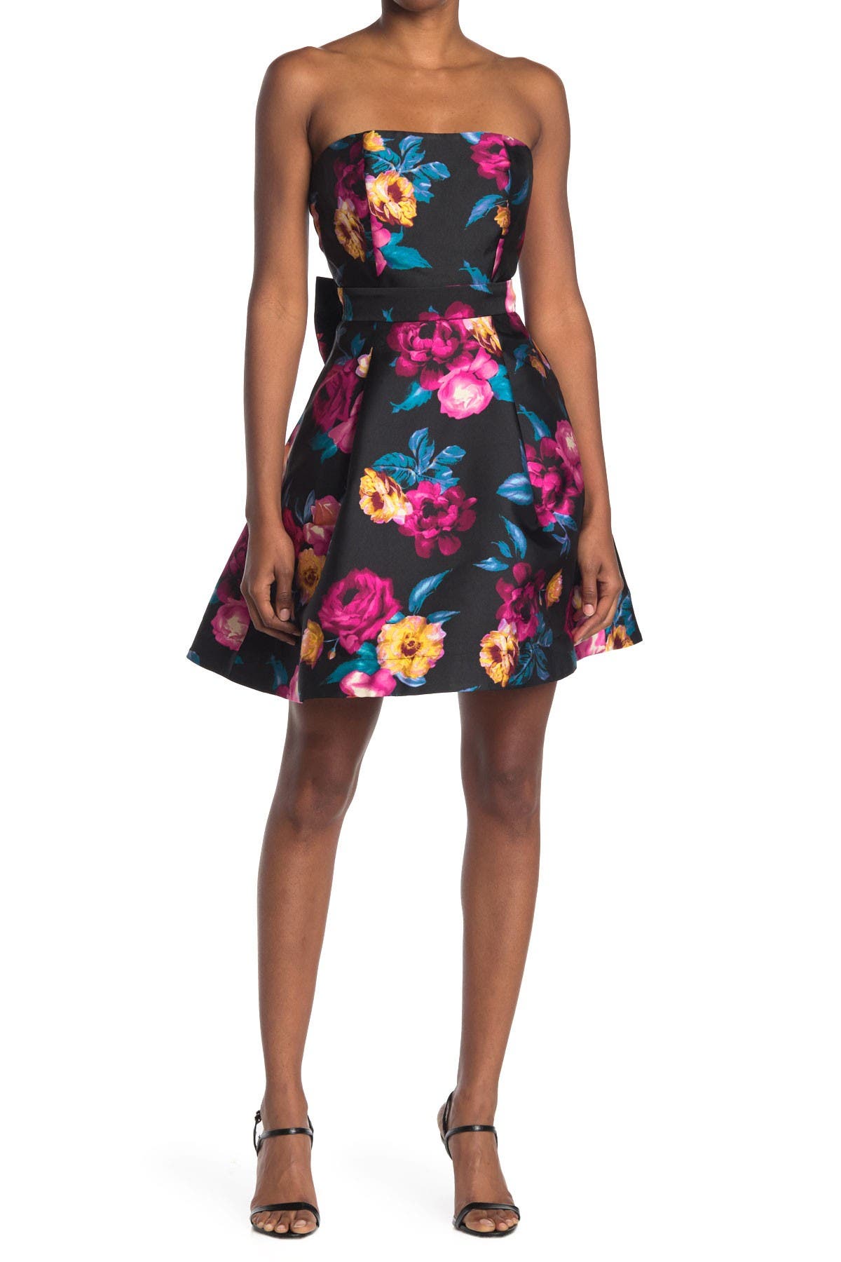 strapless flare dress