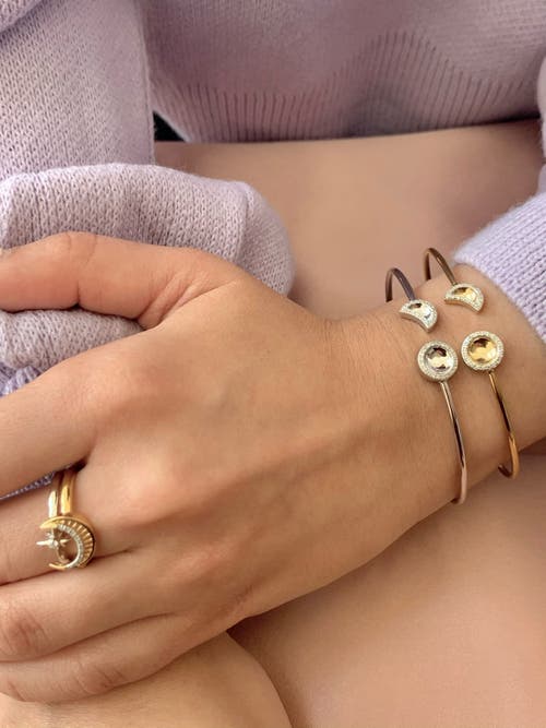 Luvmyjewelry Moon Phases Sterling Silver Diamond Adjustable Cuff In 14kt Gold Vermeil On Sterling