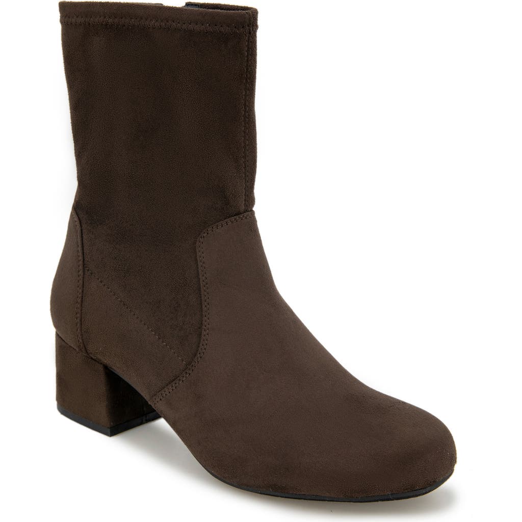 Reaction Kenneth Cole Raleigh Block Heel Bootie In Chocolate Micro