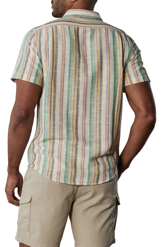 Shop The Normal Brand Freshwater Short Sleeve Button-up Shirt In Sherbet Stripe