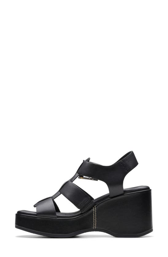 Shop Clarks (r) Manon Cove Wedge Sandal In Black Leather