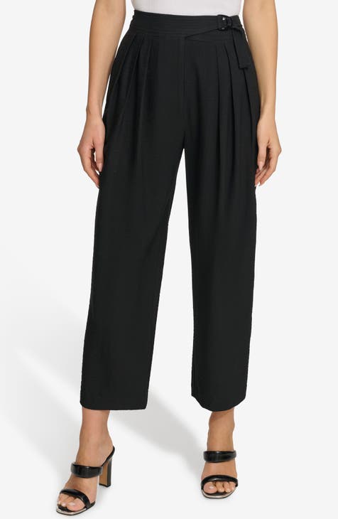Trapunto Stitch Belted Ankle Pants