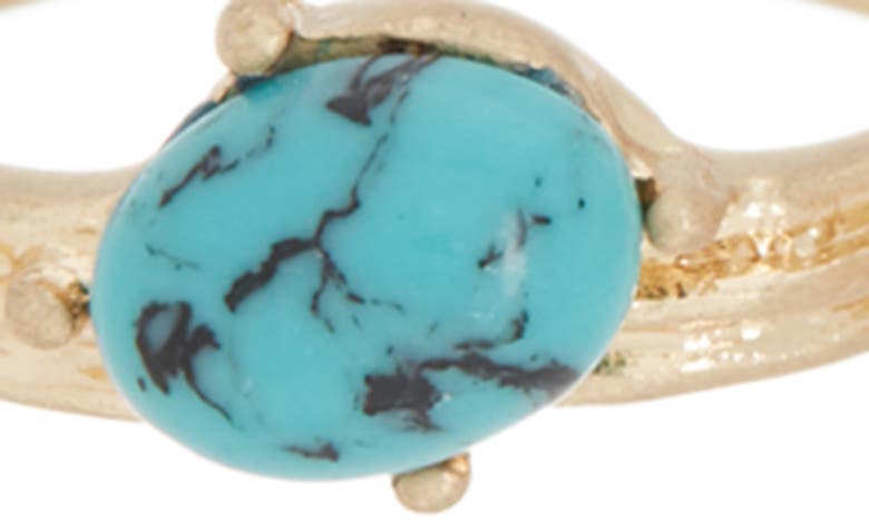 Shop Melrose And Market Set Of 2 Ridged Rings In Turquoise- Gold