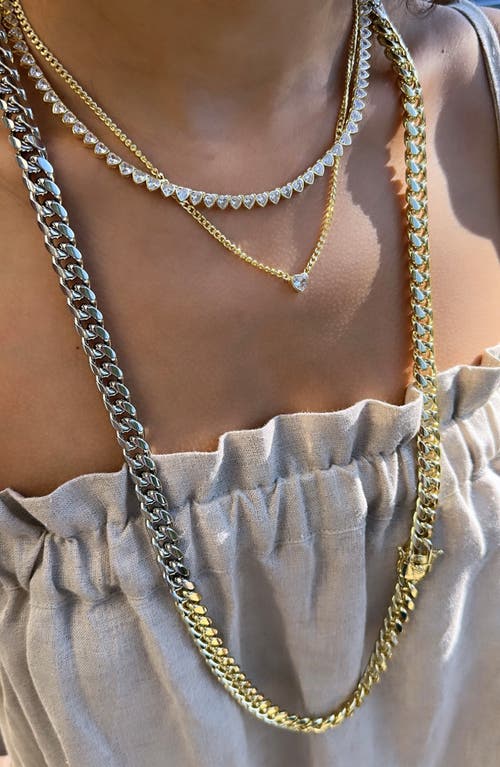 Shymi Fancy Bezel Pendant Necklace In Gold/white/heart