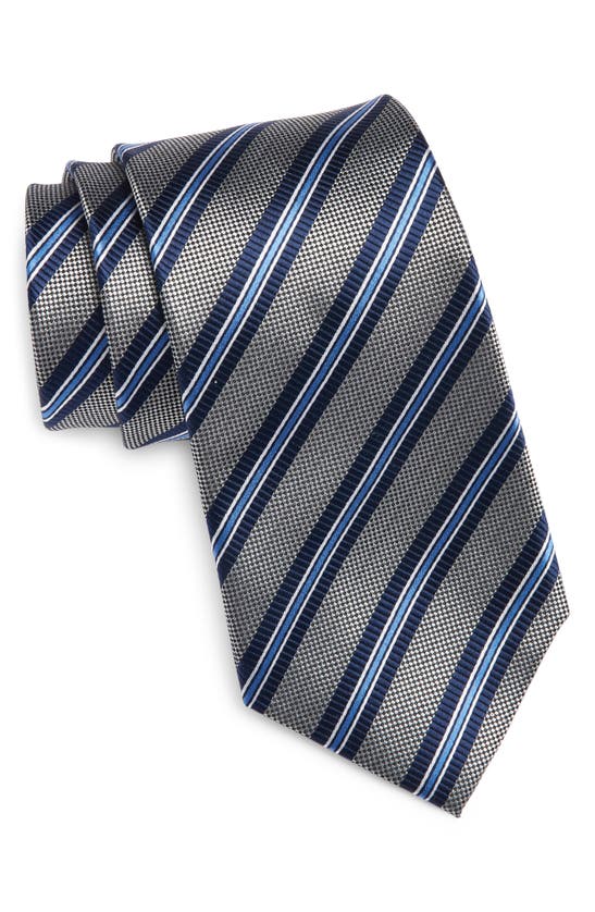 Shop Nordstrom Stripe Silk Tie In Silver