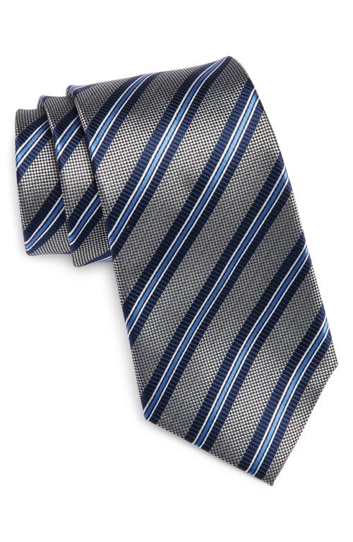 Stripe Silk Tie in Silver