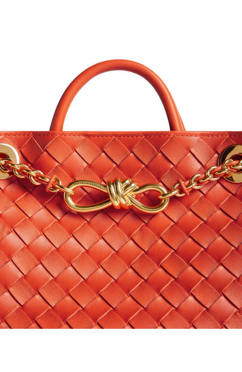 Bottega Veneta Small Andiamo Chain Leather Shoulder Bag In Orange-brass