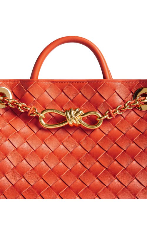 Shop Bottega Veneta Small Andiamo Chain Leather Shoulder Bag In Orange-brass