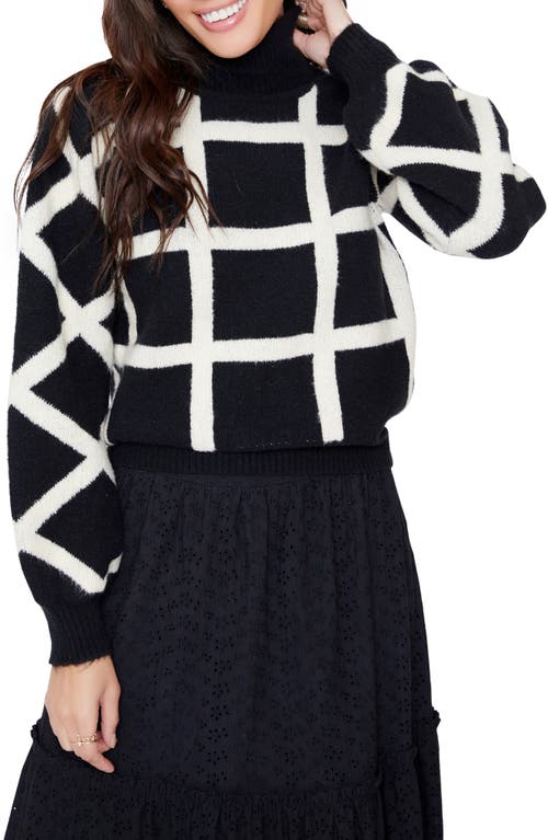 Lost + Wander It's Classic Check Turtleneck Sweater in Black Ivory