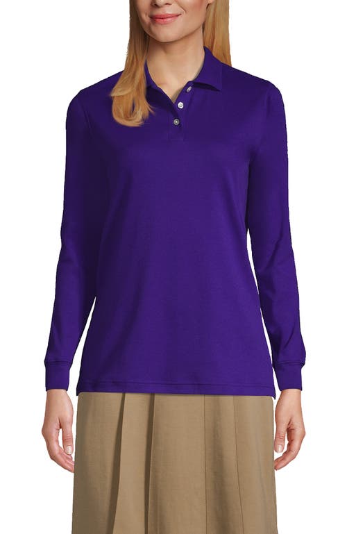 Shop Lands' End School Uniform  Long Sleeve Interlock Polo Shirt In Deep Purple