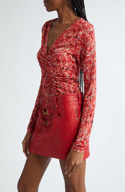 Shop Isabel Marant Jenifer Ruched Knit Top In Red