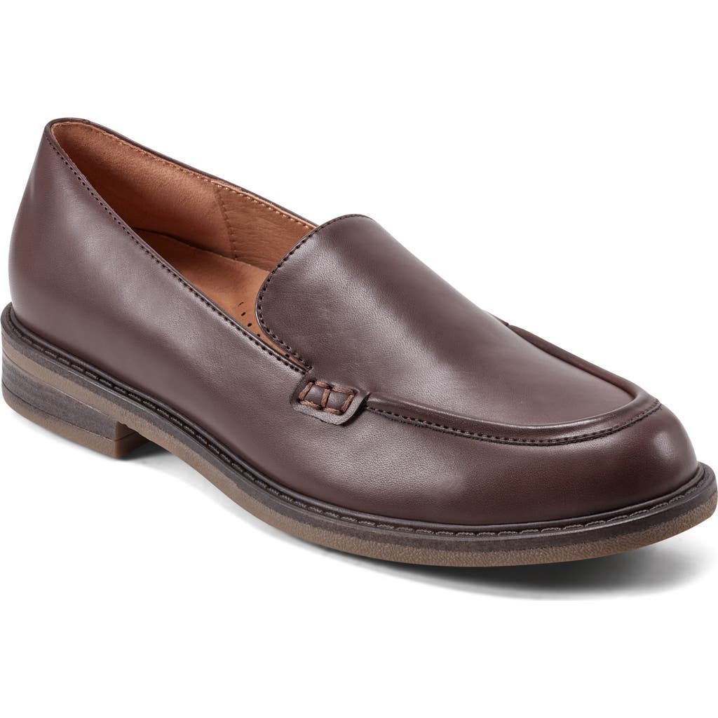 Easy Spirit Women's Eflex Jaylin Round Toe Slip-on Casual Loafers In Dark Red Leather
