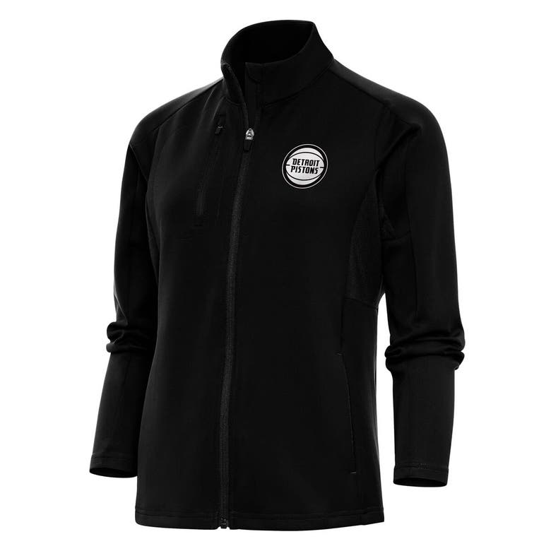 Shop Antigua Black Detroit Pistons Metallic Logo Generation Full-zip Jacket
