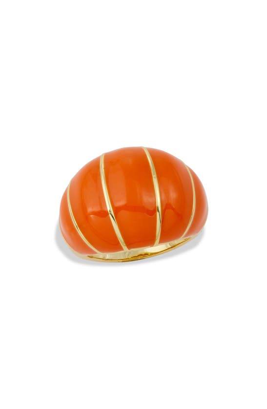 Savvy Cie Jewels Dome Cocktail Ring In Yellow Gold/ Orange